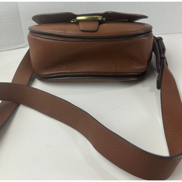J. Crew Rider Brown Pebbled Leather Crossbody Bag Saddle Western Style Purse - Picture 12 of 16